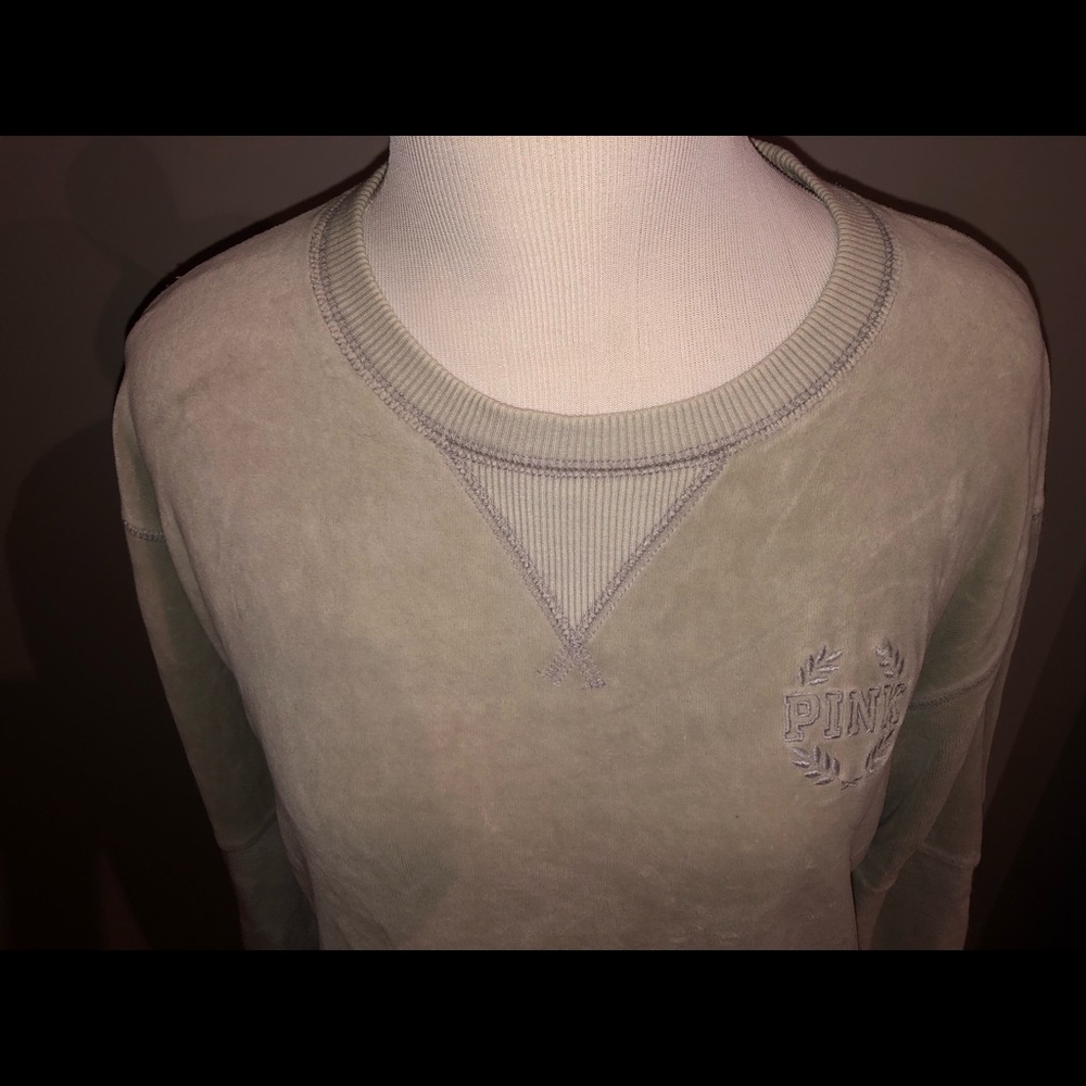 Euc pink Victoria’s Secret velour khaki sweatshirt - Picture 2 of 6